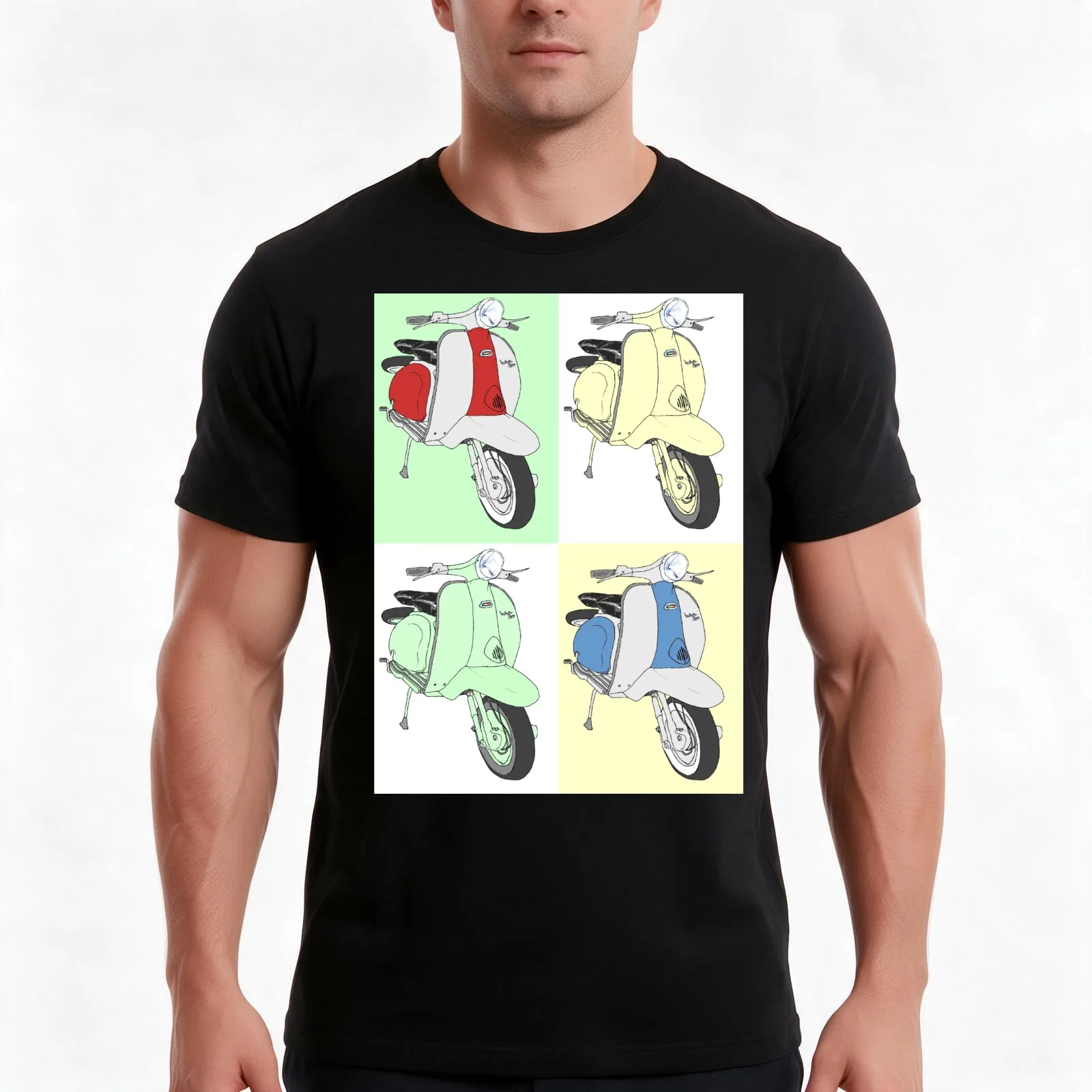 Retro Lambretta series 2 T-Shirt, Summer Casual Cotton Tee, Oversized Streetwear Tops, Vintage Graphic Print, Unisex Men Women