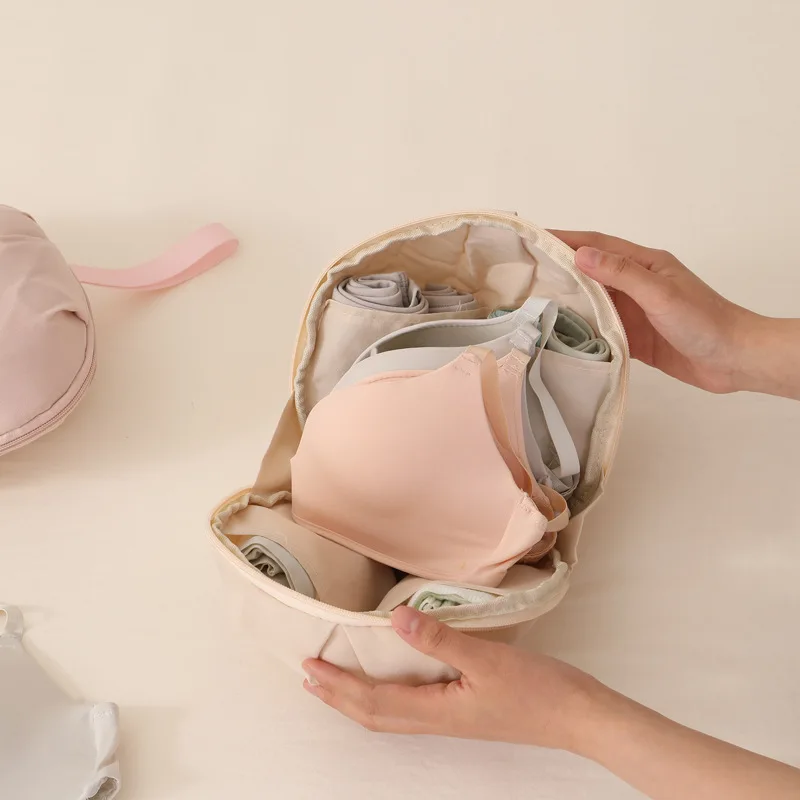 Portable Underwear Storage Bag Simplicity Solid Color Travel Bra Sock Storage Large Capacity Outdoor Spherical Storage Bag