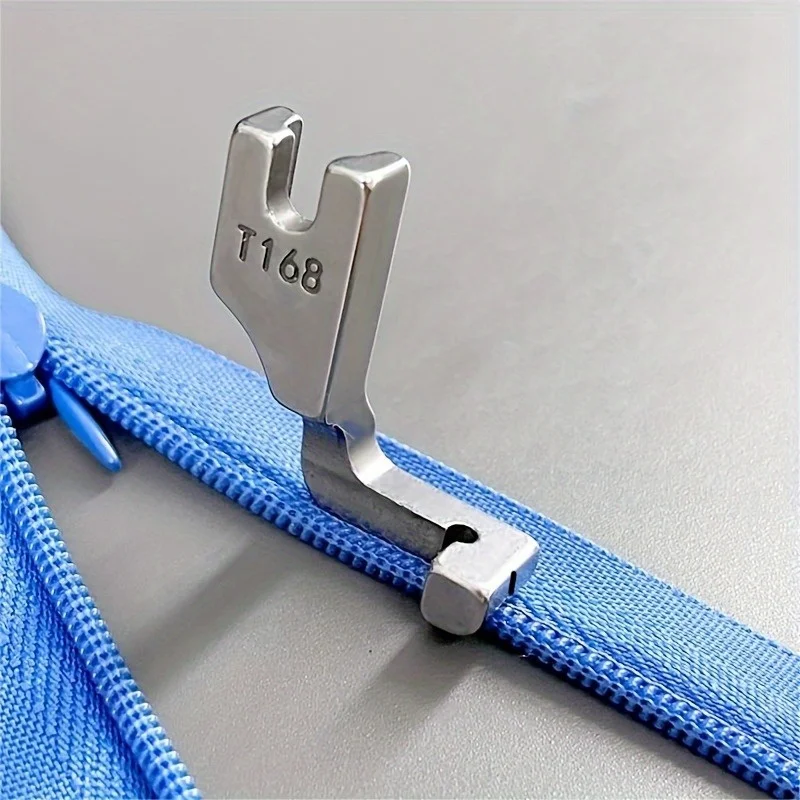 Industrial Steel T168 Sewing Machine Presser Foot, Single Side Zipper Foot, Invisible Zipper Attachment, Sier Gray for Most M...