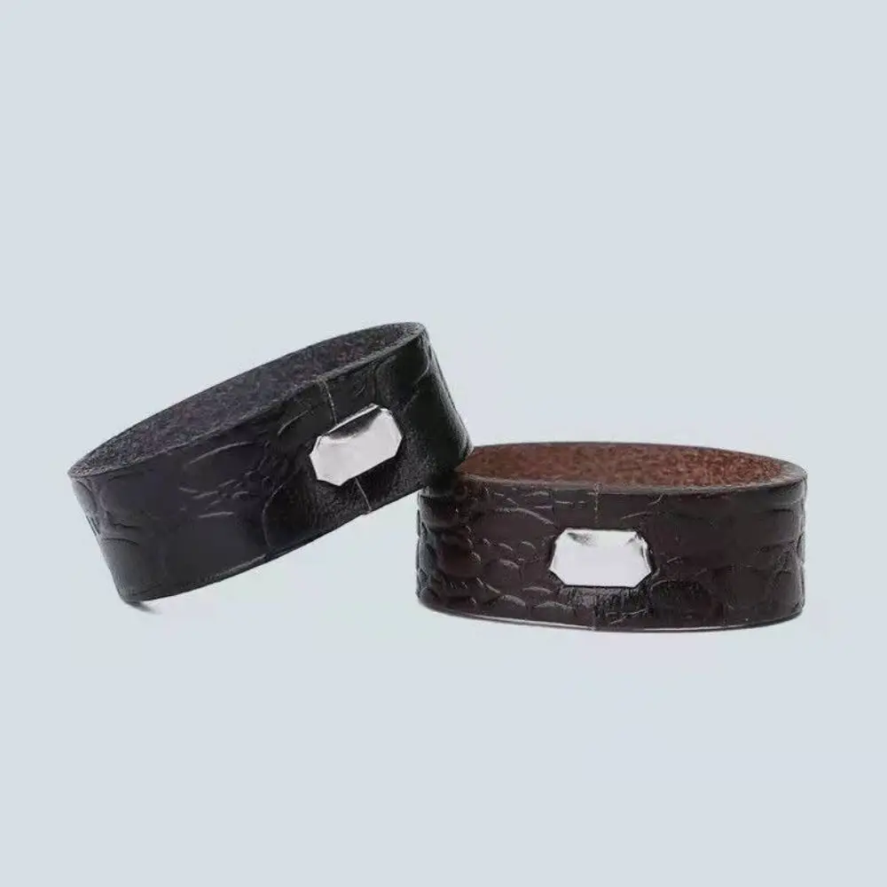 3PCS Cow Genuine Leather Belt Loop Keepers DIY Crocodile Pattern Belt Retaining Rings Delicate Belt Tail Fixed Ring