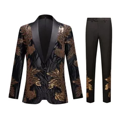 Men's Fashion Positioning Decal Sequins (suit + Trousers) European and American Stage Wedding Banquet Singer Dress Two-piece Set