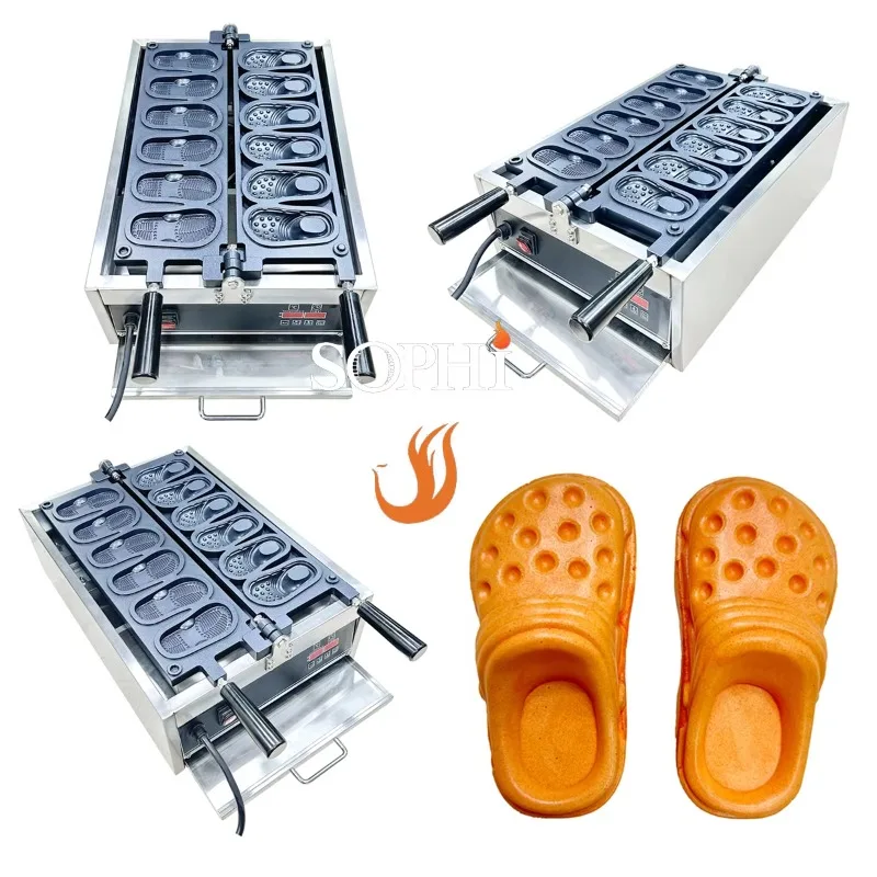 

Electric Shoes Shaped Waffle Maker Commercial Nonstick Shoes Making Cheese Waffle Bread Machine