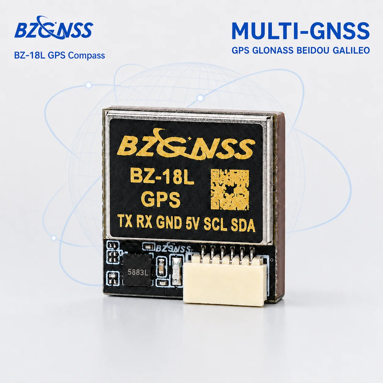 BZGNSS BZ-18L M10 GPS Compass QMC5883L Multi-GNSS 6-Pin UART I2C for UAV Long Range FPV Fixed Wing Walksnail WS-M181 Alternative