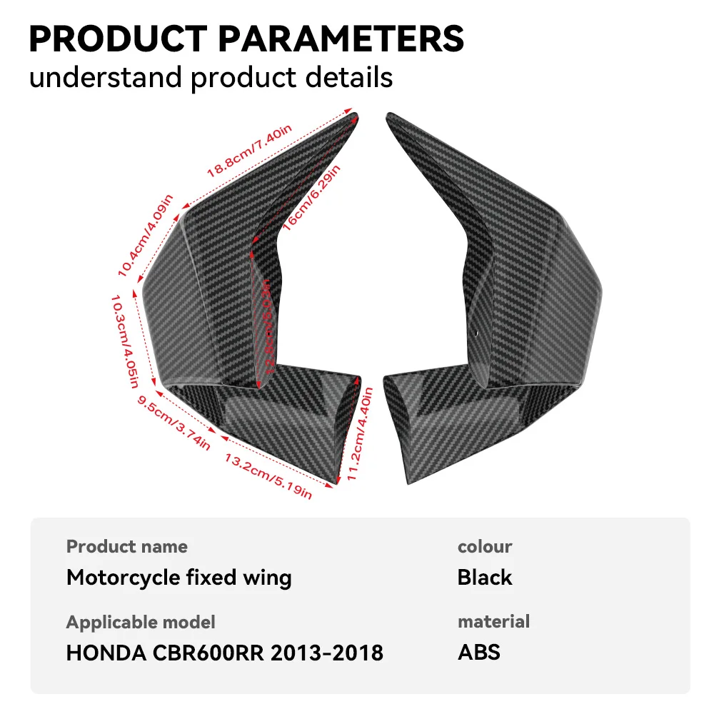 For HONDA CBR600 RR CBR 600 RR 2013-2018 Motorcycle Spoiler Front Fairing side Winglet CBR600RR Downforce Fixed Wing