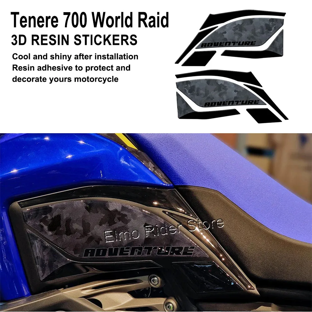 3D Motorcycle Tank Pad Resin Protective Sticker Waterproof Scratch-Resistant For Yamaha Tenere 700 World Raid 2023