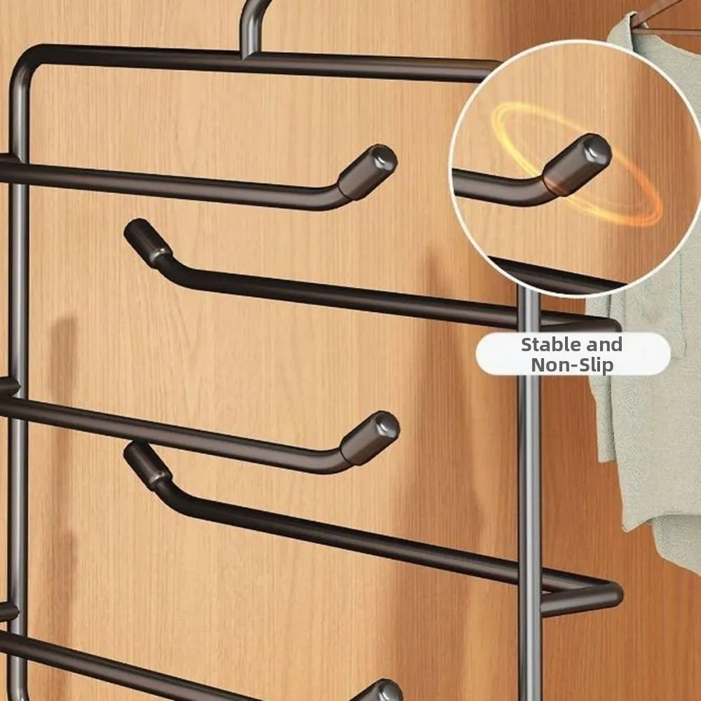 Multi-functional Iron Multi-Layer Trouser Racks Non Slip Hanging Scarf Tie Rack Space Saving Closet Pants Organizer for Home