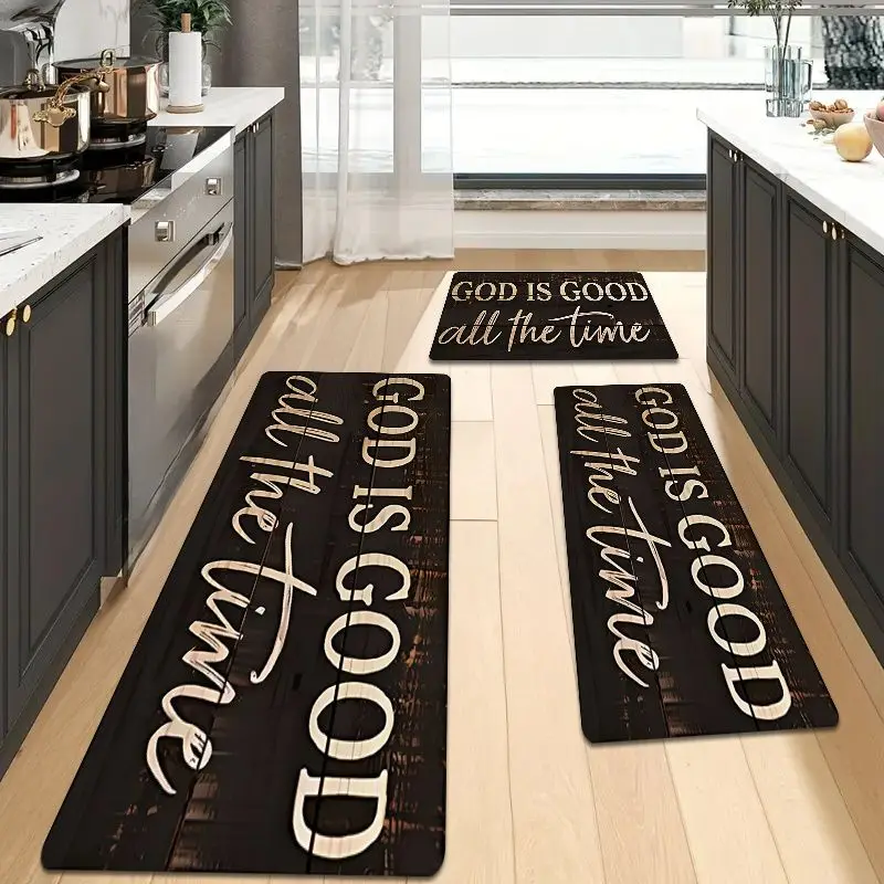 Inspirational Kitchen Area Rug Retro Wood Grain Non Slip Machine Washable Runner Hallway Home Decor Motivational Floor Mat