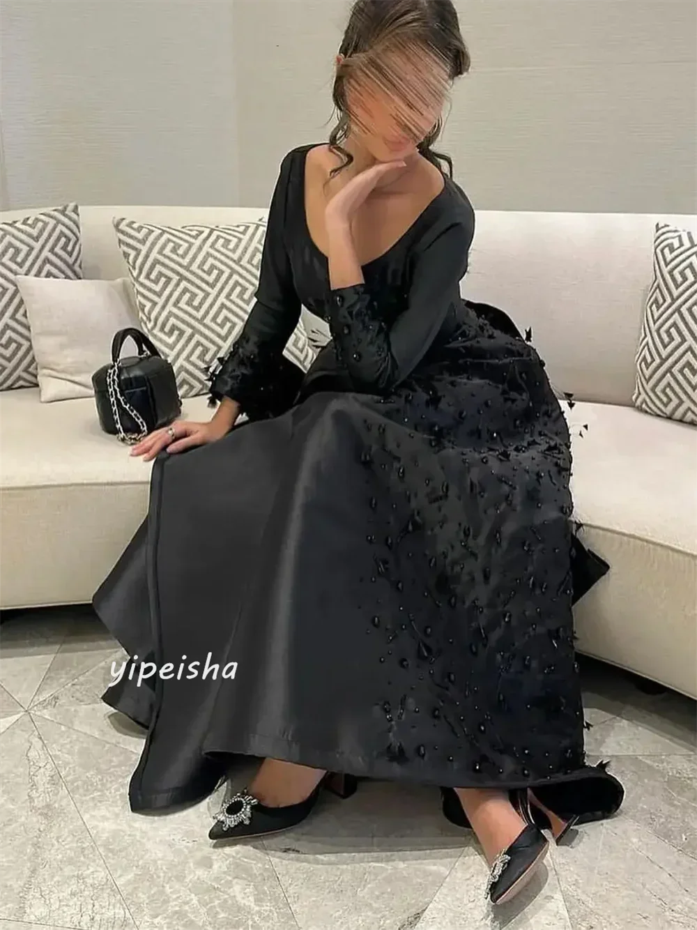 Vestido de noite Ruched A-Neck, Vestidos Midi para Ocasião Baile, Arábia Saudita Clássico Estilo Moderno, Moda Sexy Simples