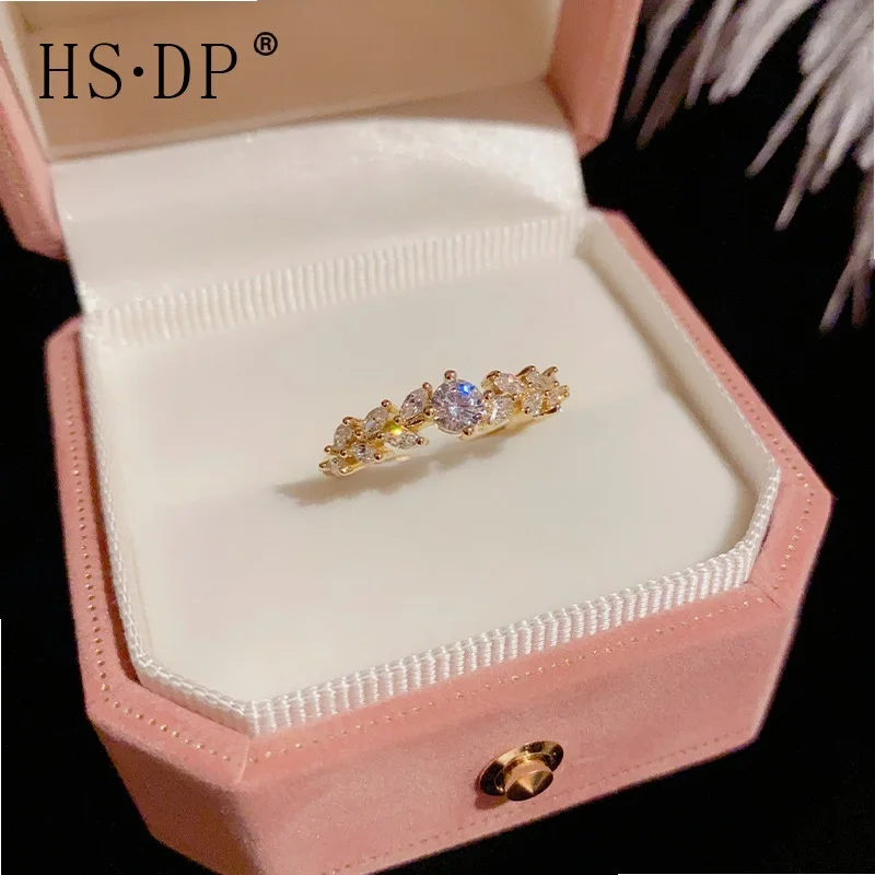 Trendy Wheat Ear Zircon Ring for Women, Elegant Personalized Hand Jewelry Niche Design