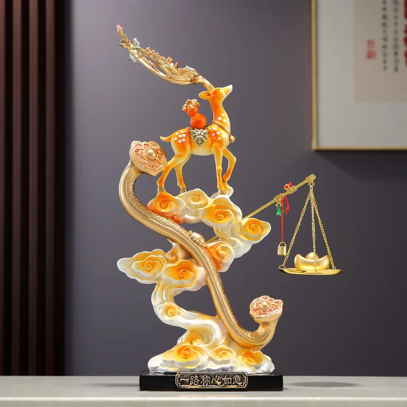 House warming gifts, living room entrance shoe cabinet lucky deer decorations, new home decoration satisfactory