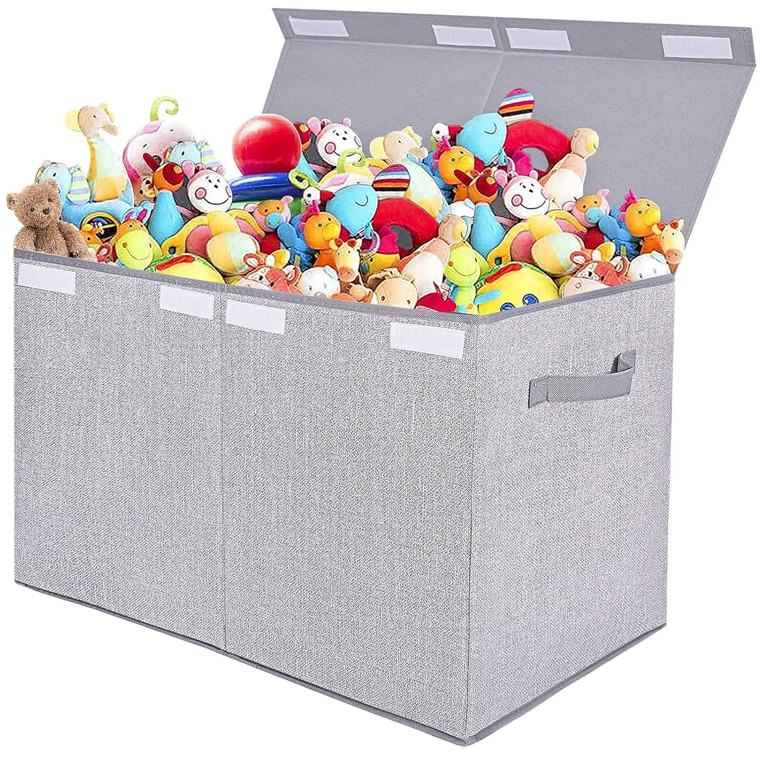 

Large Toy Box Storage Organizer with Lid, Collapsible Kids Toy Chest, Sturdy Handles, 25x13x16 Inches, Light Grey