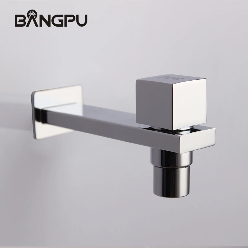 BANGPU Wall Mounted Bibcock Washing Machine Faucet Bathroom Tap Faucet Brass Laundry Cold Water Tap Outdoor Garden Faucet,Chrome