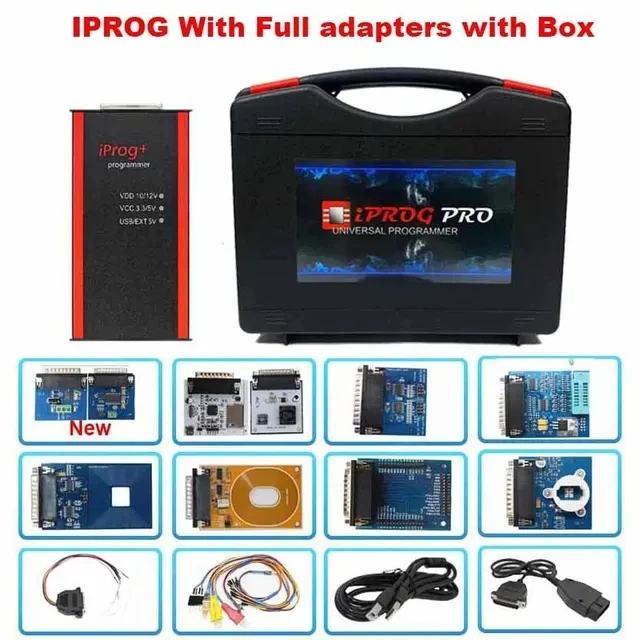2023 Iprog Pro Full V89 Met 7/11 Adapters Ondersteunen Eeprom Immo/Km/Radio /Airbag Reset Dashboard Iprog + Ecu Key Programmeur Tool - afbeelding 1