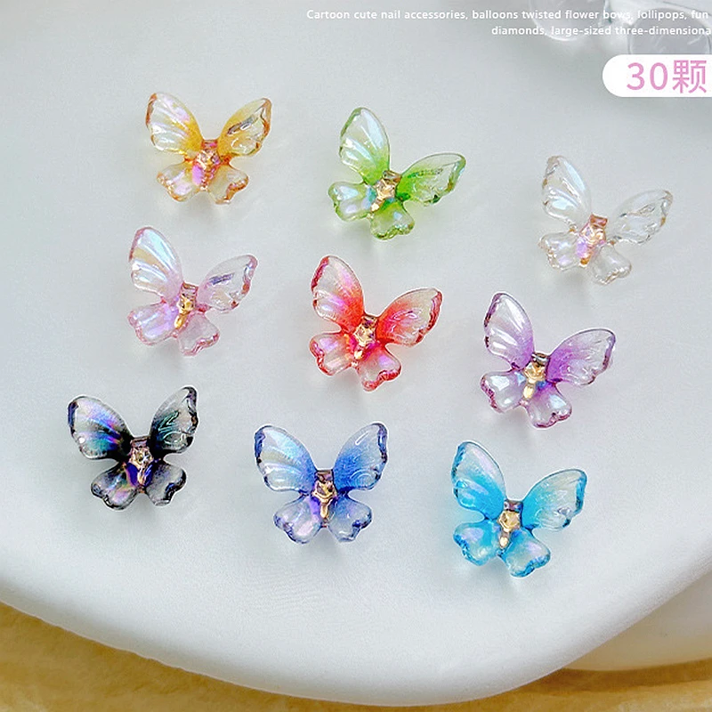 

30PCS Mixed Color 3D Resin Butterfly Nail Art Charms Accessories For Nails Decoration Design Supplies Material Beauty Tool