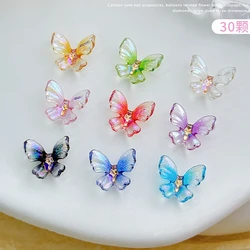 30PCS Mixed Color 3D Resin Butterfly Nail Art Charms Accessories For Nails Decoration Design Supplies Material Beauty Tool