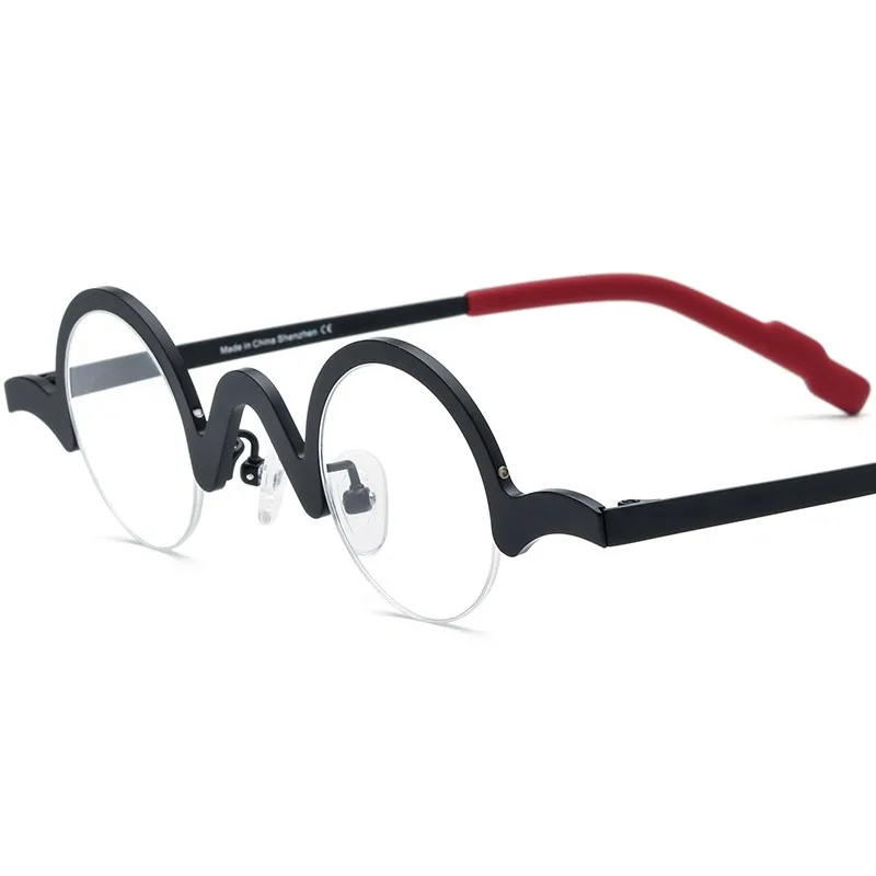 Multi-color Ultra-light Pure Titanium Myopia Round Frame Personality Niche Half-frame Geek Glasses Can Be Matched with Degrees.