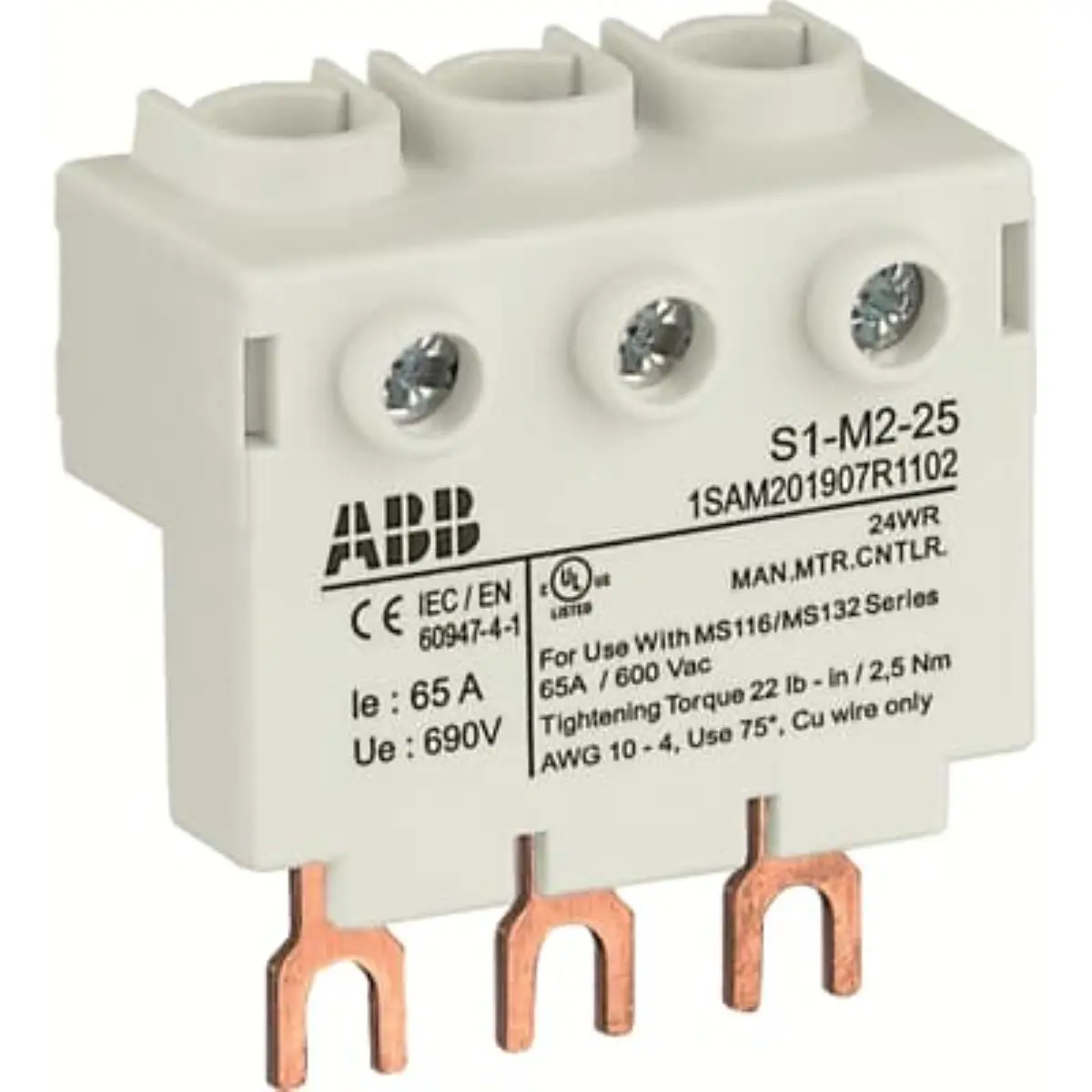 10 pcs S1-M2-25 10108496 1SAM201907R1102 3-phase power infeed block High, for MS116 / MS132, 25mm2