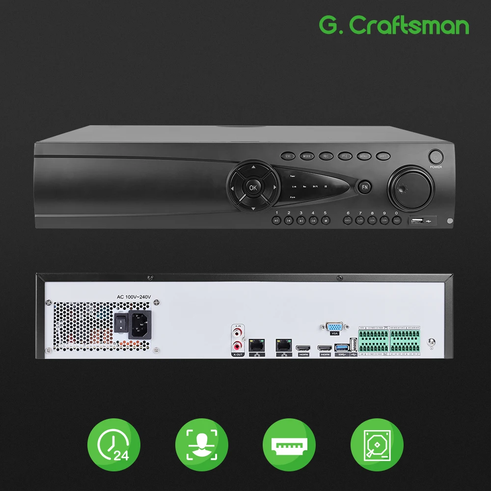 

XMeye 64ch NVR Network Video Recorder Professional Register 8 HDD 24/7 Recording IP Camera Onvif P2P System GCraftsman