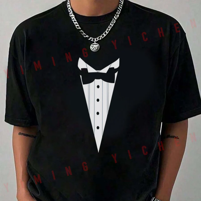 

Gentleman's Tie Print T-Shirt Moto Riders Summer Men's Fashion Casual O-Neck Tops Tee 2026