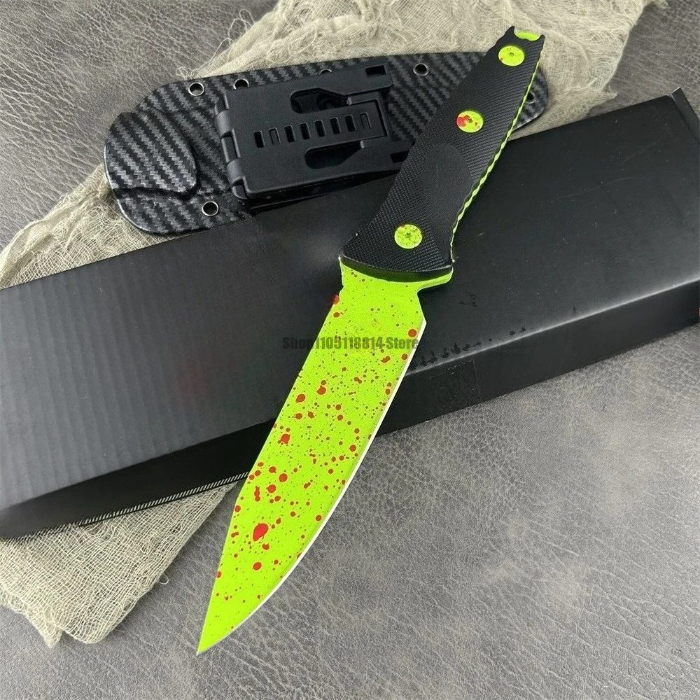 

Большой флуоресцентный зеленый прямой нож для приключений на открытом воздухе, кемпинга, скалолазания, тактика выживания, многофункциональный нож, ручной инструмент, нож