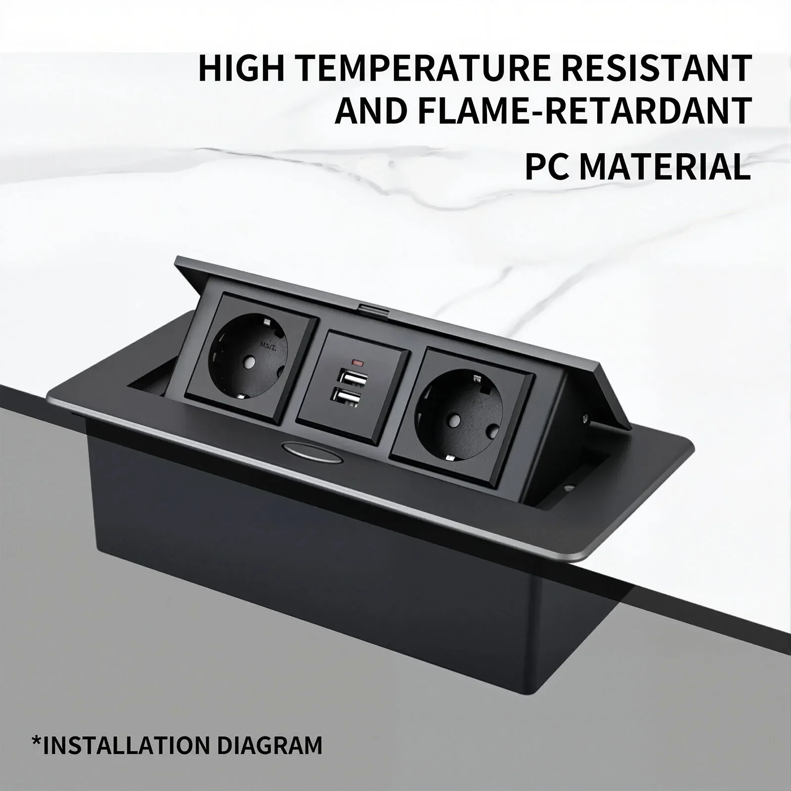 Slow Pop-Up Table Outlet Desktop Socket US EU Socket Multifunctional Connector for Kitchen Office Meeting Room