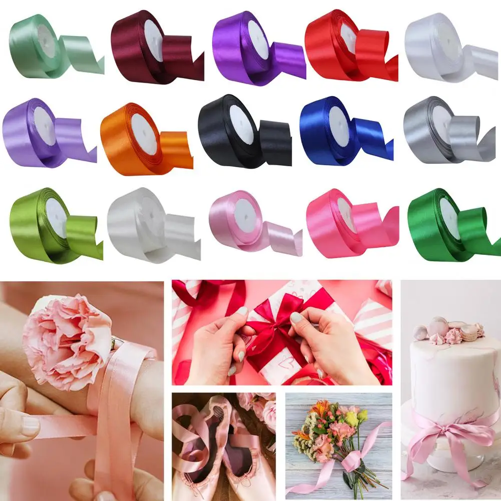 1 Roll Wide Satin Wedding Ribbon Roll Smooth Surface Gift Wrapping Bouquets Bow Making Decoration 22m 4cm Shiny Satin Ribbon