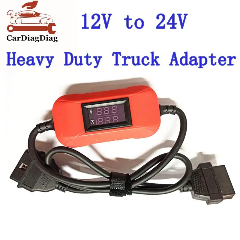 

Для запуска адаптера для тяжелых грузовиков от 12 до 24 В, кабель-адаптер для диагностики OBD2, многофункциональный адаптер для сканера OBD