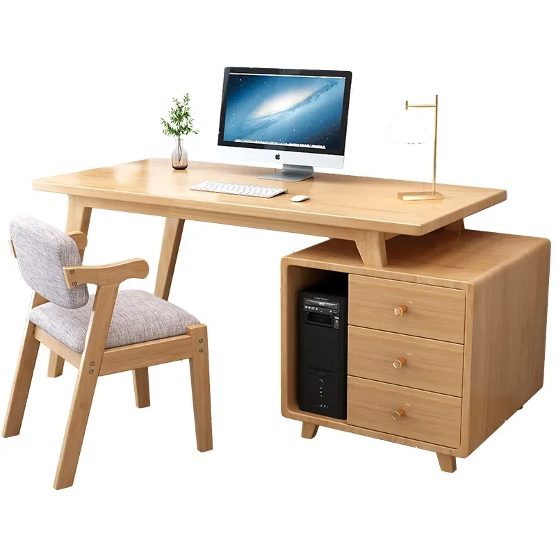 

Solid wood desk bookcase integrated simple home study desk writing