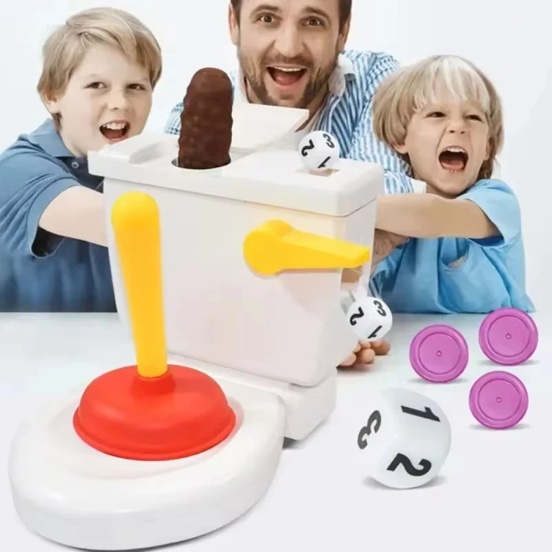 Funny Toilet Trick Toy Interactive Die Roll Spoof Toilet Flushing Toy Party Stress Relief Toy Set Interactive Game Party Game