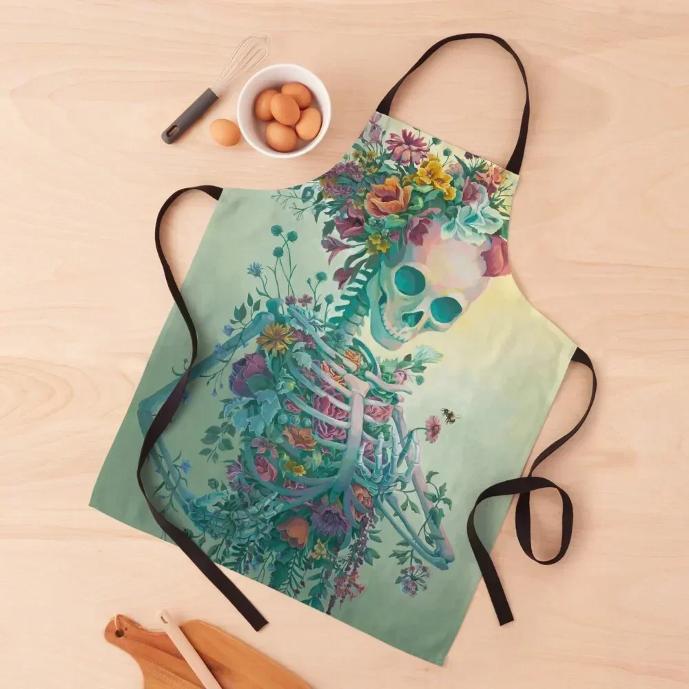 

Life - Flower Skeleton Apron Things For Kitchen Trim Cloth Goods For Home And Kitchen Women's Dress Apron