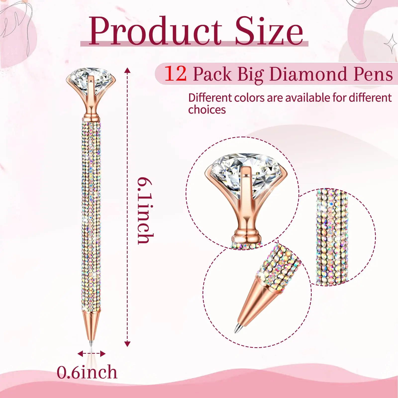 15PCS Luxury shining Big Diamond Ballpoint Pen Metal Crystal Diamond Pen Advertising Gift Pen Office School Supplies