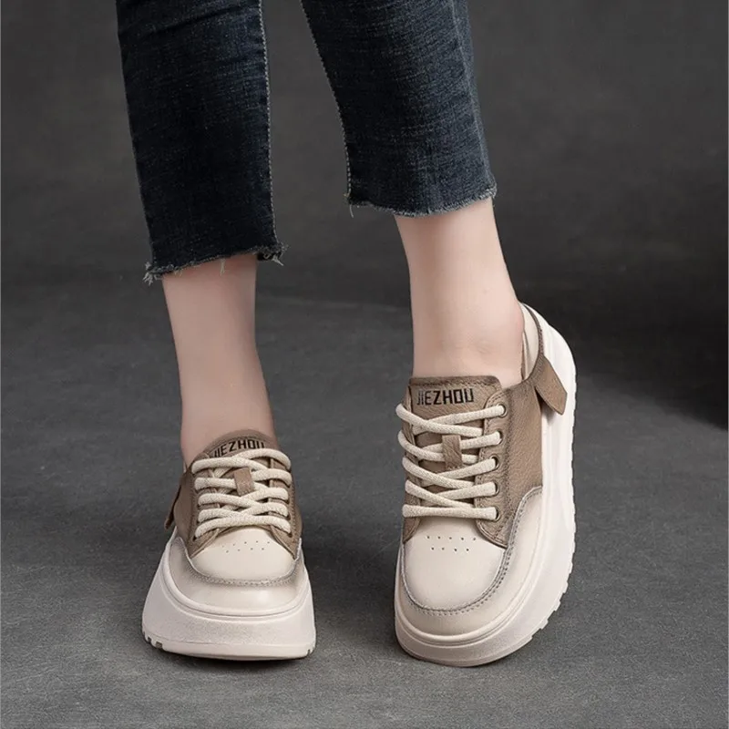 GKTINOO Genuine Cow Leather Women Sneakers Plus Size Spring Autumn Ladies Casual Shoes Retro Vulcanized Woman Summer Loafers