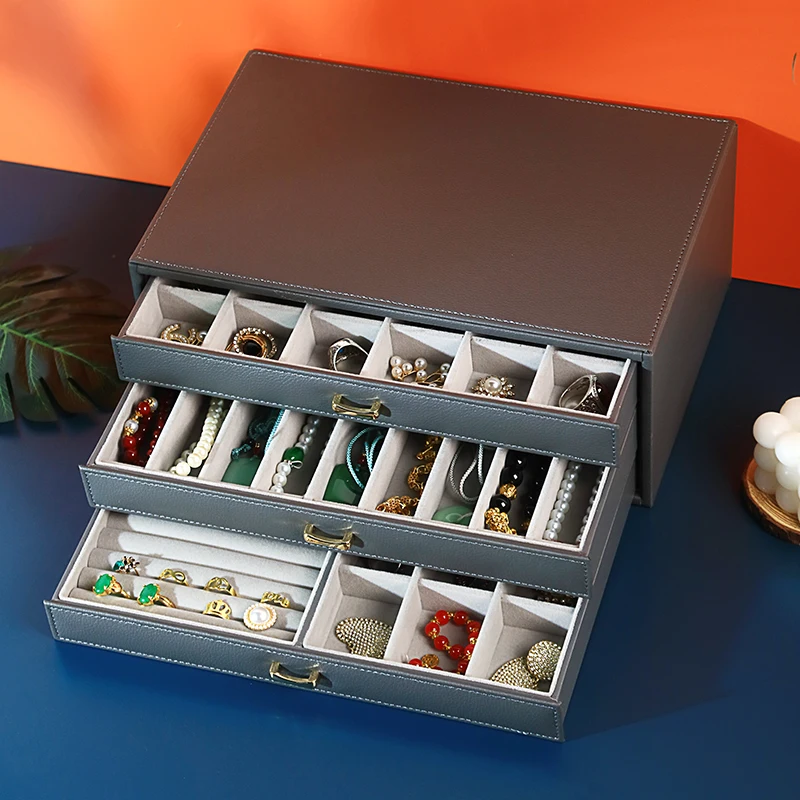 Jewelry Organizer with 3 Drawers Jewelry Storage Collection Box for Earring Ring Necklace Watch