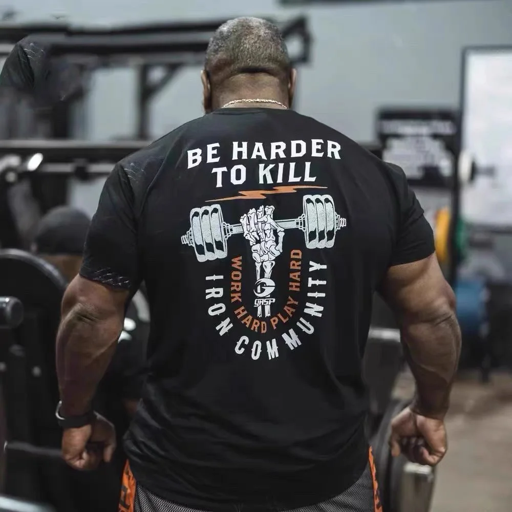GYM Steel Brothers Unstoppable After Death - American Loose-Fitting Fitness Short-Sleeved Men's Shirt