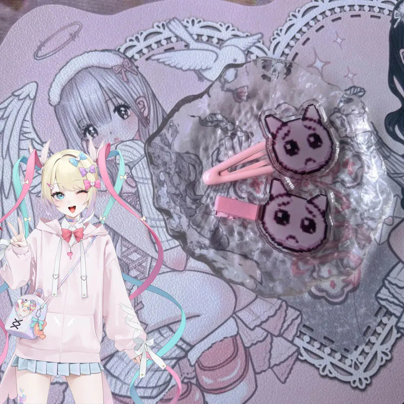 

Game NEEDY GIRL OVERDOSE KAnge Ame Rain Cosplay Hairpin Kawaii Acrylic P Cat Hairclip Jewelry 2Pcs/Set Headwear Accessories Prop