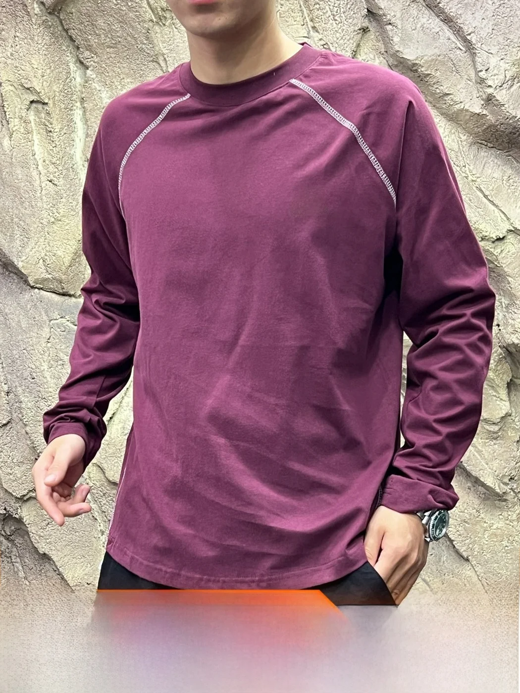 Outdoor Men's Loose Fit Long Sleeve T-Shirt Moisture Wicking Quick Dry Elastic round Neck Cotton Casual Style Breathable Skin...