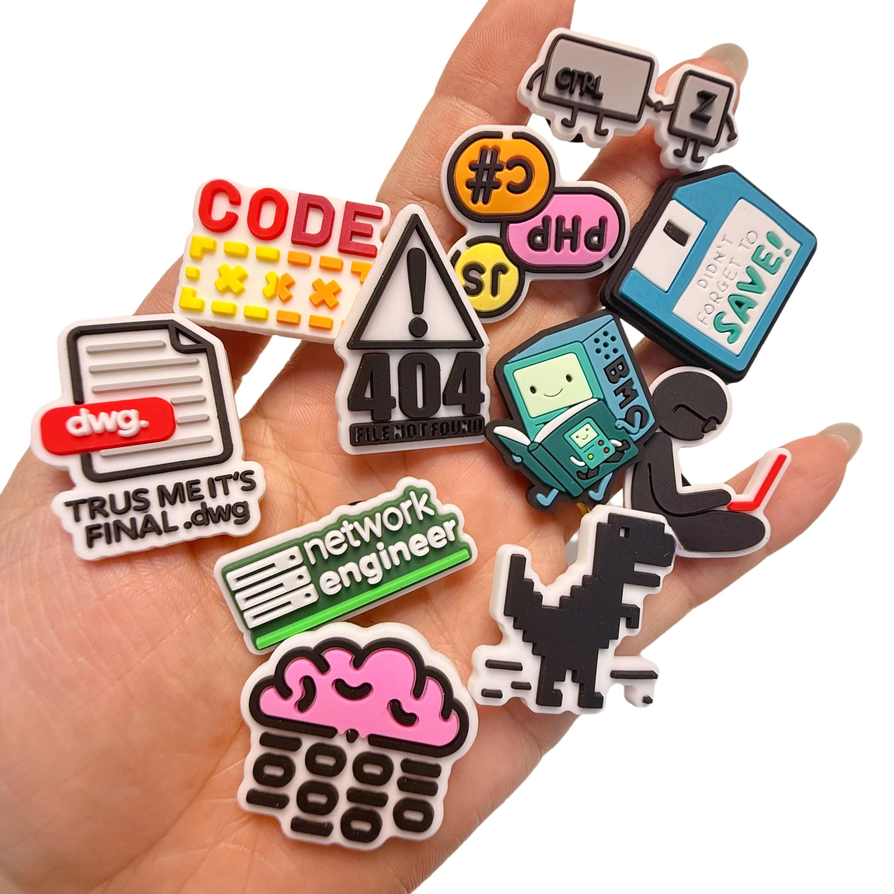 1-11pcs Network Engineer Computer PVC Garden Shoe Accessories Man Woman Sandal Button Charms DIY Fashion Wristband Party Gift