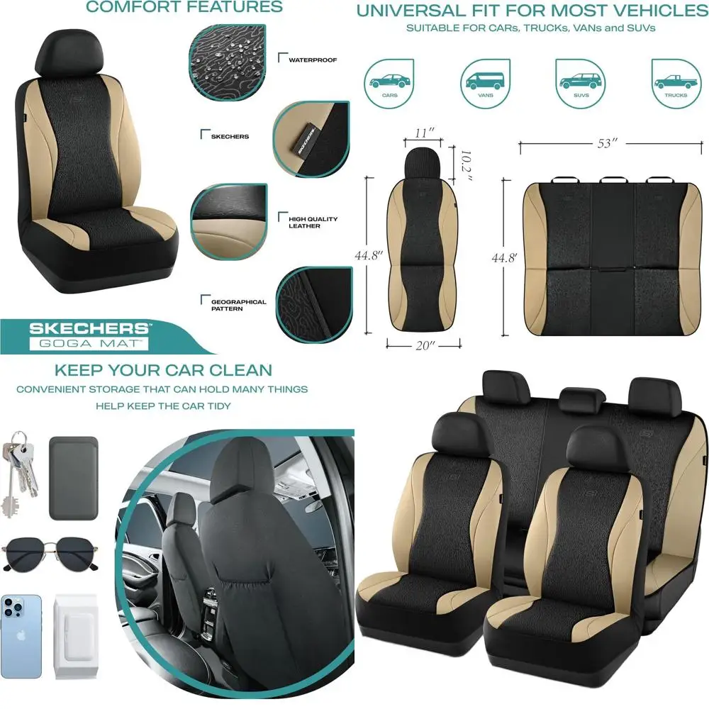 

Universal Waterproof Airbag Compatible Car Seat Covers with GAMat Technology, Comfortable Fit for Cars, Vans, Trucks, SUVs - Bei