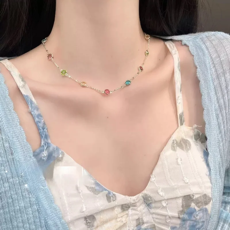 천연석 초커 목걸이, 달콤하고 심플합니다. 여성과 소녀에게 딱 맞으며 여름에 이상적인 보석 선물입니다.