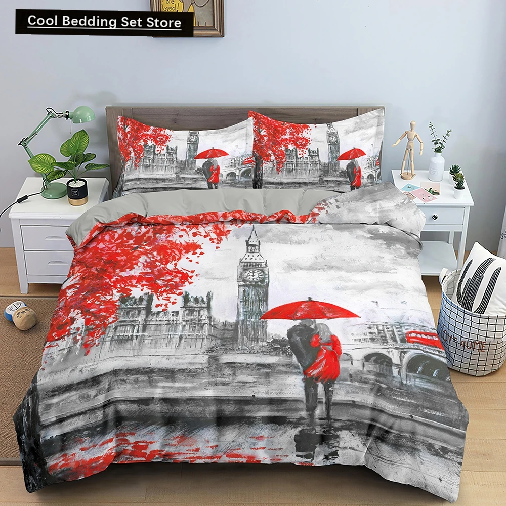 

Paris Eiffel Tower King Queen Duvet Cover World Famous Romantic Attractions Bedding Set Women Girls 2/3pcs Polyester Quilt Cover