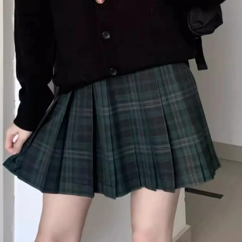 2024 Japanese Jk Uniform College Style Summer Green A Line Waist Slim Plaid Fashionable And Comfortable Pleated Skirt For Female