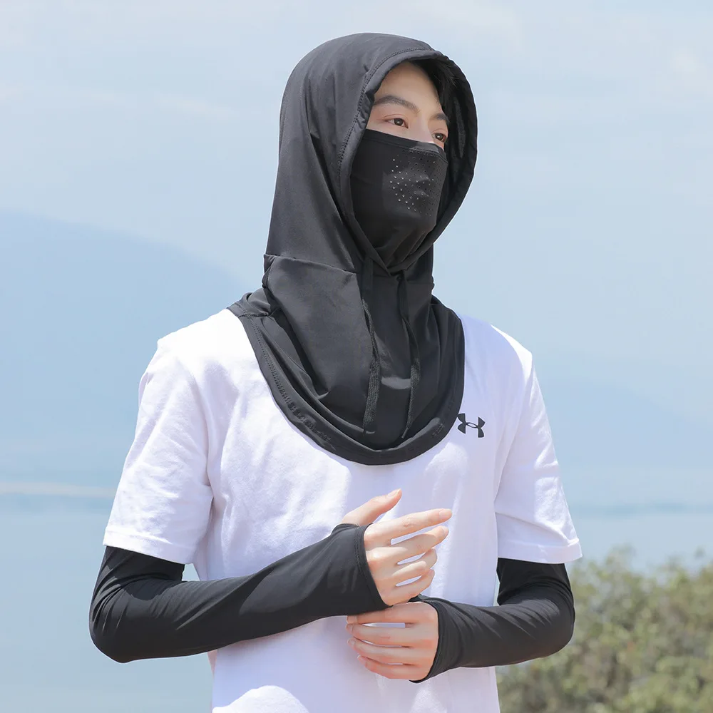 

Sunscreen Mask Men Full Face Cover Ice Silk Breathable Scarf Summer Driving Veil Cycling Scarf Neck Protective Cover Camp Travel