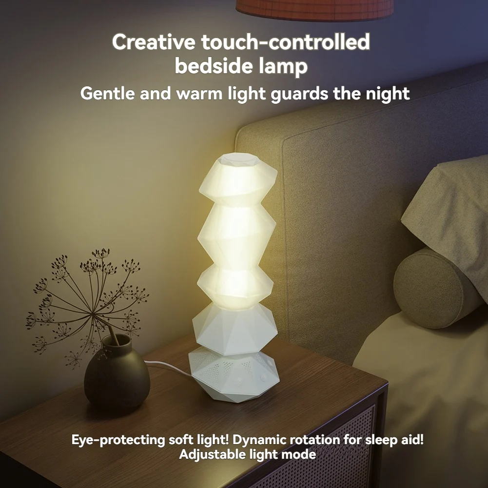 BYBS-Crystal Lamp Speakers Bluetooth Music Sync 3D Stackable Design With Magic Wand Control LED Light For Home Decor