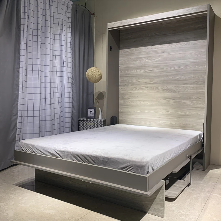 آلية سرير ميرفي موفرة للمساحة، آلية يدوية عمودية قابلة للطي للإخفاء على الحائط مع ساق مكتب