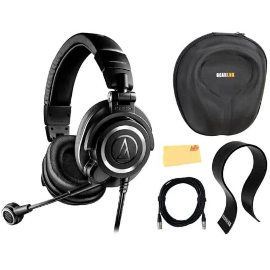 

ATH-M50XSTS Streaming Headset Black with Case Stand XLR Cable and Polishing Cloth for Studio Monitoring