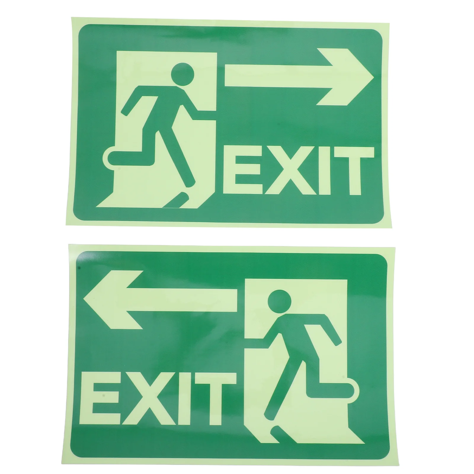 2 Sheets Flange Ring Shifter Glow-in-the-dark Logo Fire Exit Sign Alarm Stickers Signs Emergency Arrows