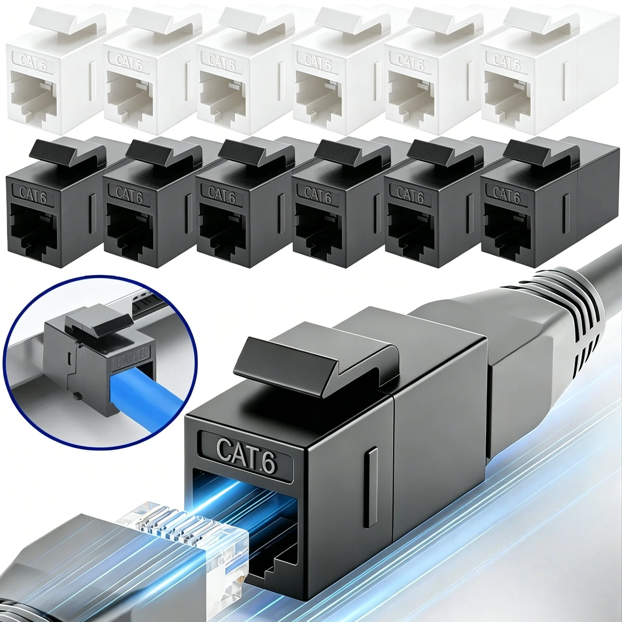 

1-10Pcs Cat6 Shielded Keystone Coupler Female To Female RJ45 10Gbps High-speed Ethernet Cable Extender Adapters Connectors
