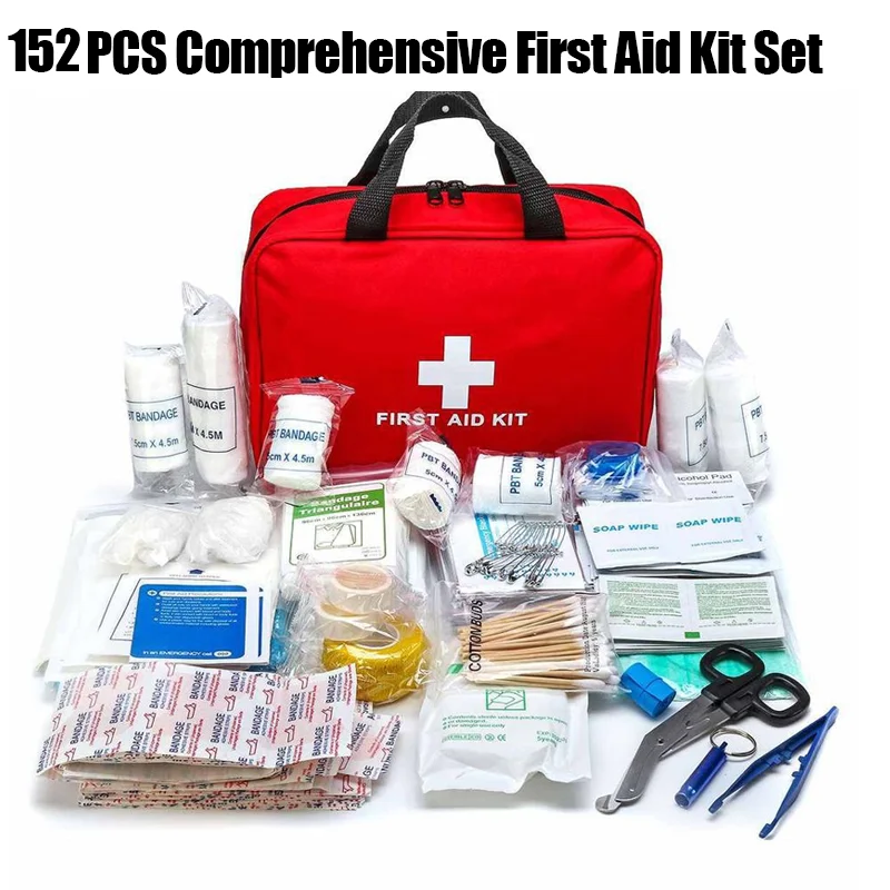 Comprehensive Easy To Carry First Aid Kit For Home & Outdoor Activities Essential Emergency Preparedness Supplies With Scissors