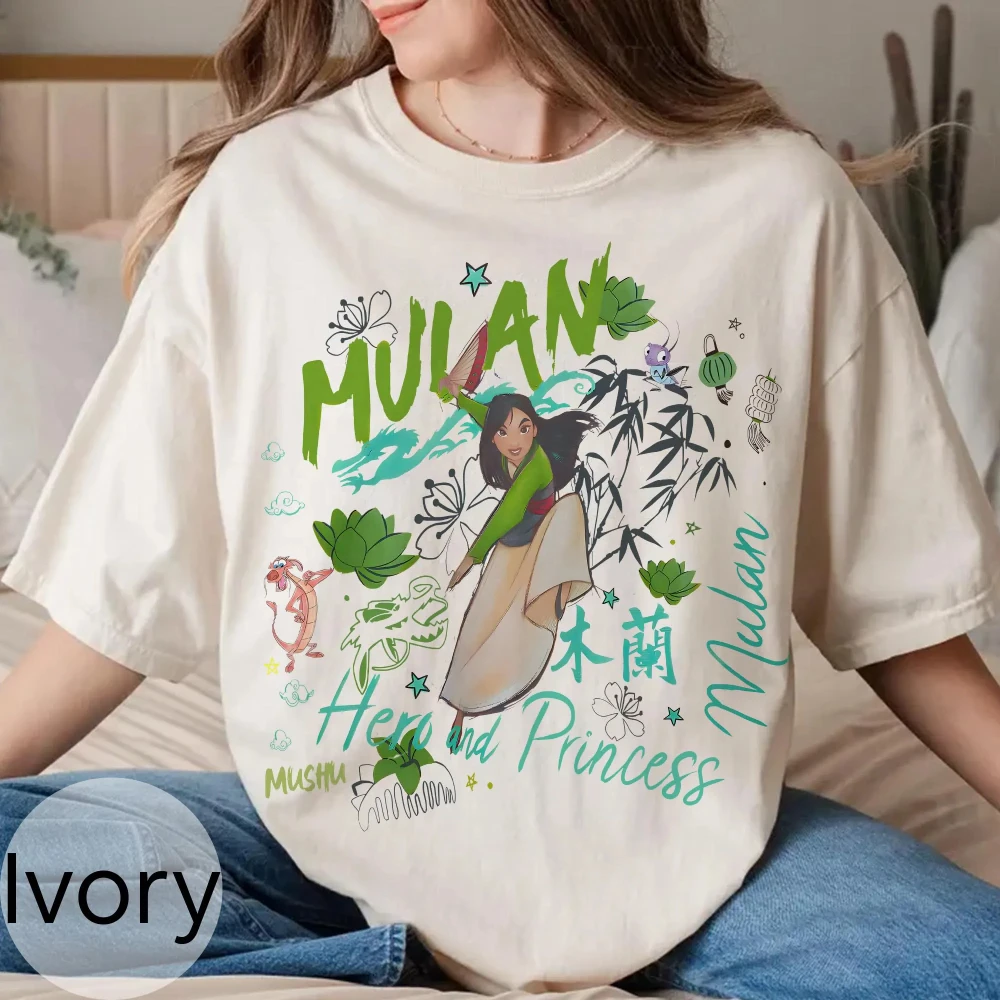 Camiseta retro de la princesa Mulan de acuarela, camiseta del dragón mushu, camiseta del guerrero de la princesa Mulan de Disney, camisa de viaje familiar de Disney