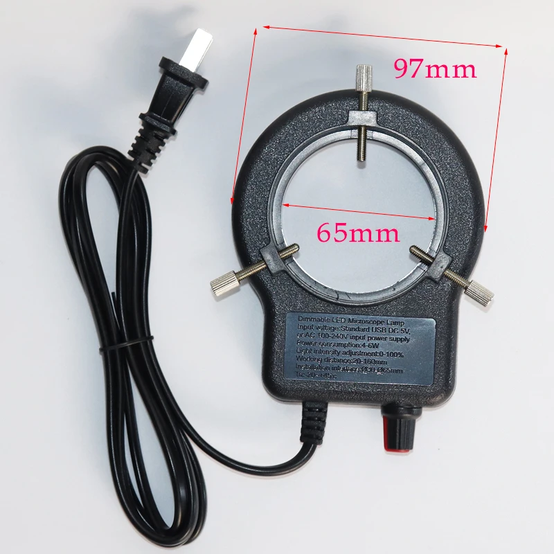 Anillo de luz LED con salida USB, lámpara iluminadora ajustable DC 5V sin sombras para microscopio estéreo Industrial, Cámara Industrial